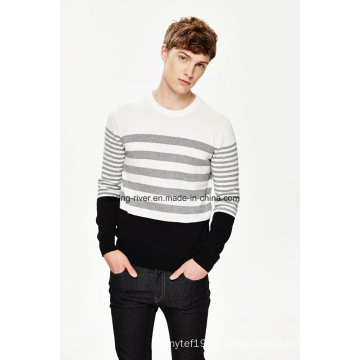 Wholesale Round Neck Striped Knit Men Sweater